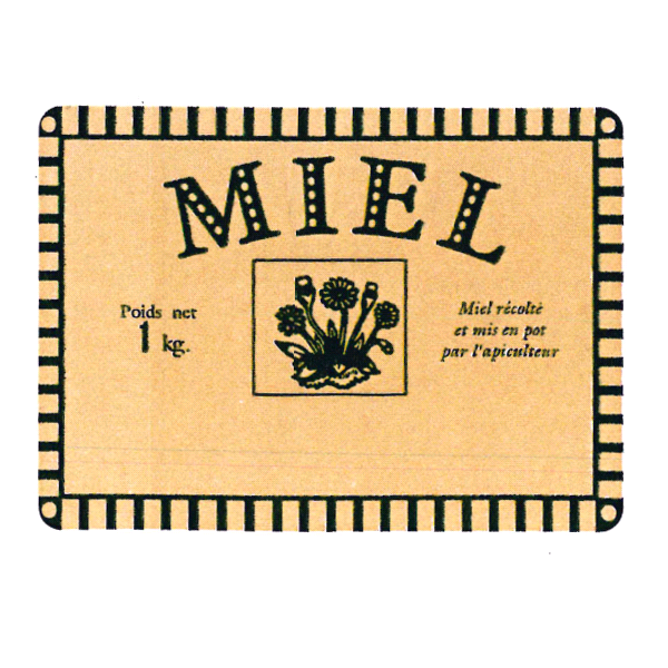 Étiquettes rustiques miel 1kg 70x50 mm - rouleau de 1500
