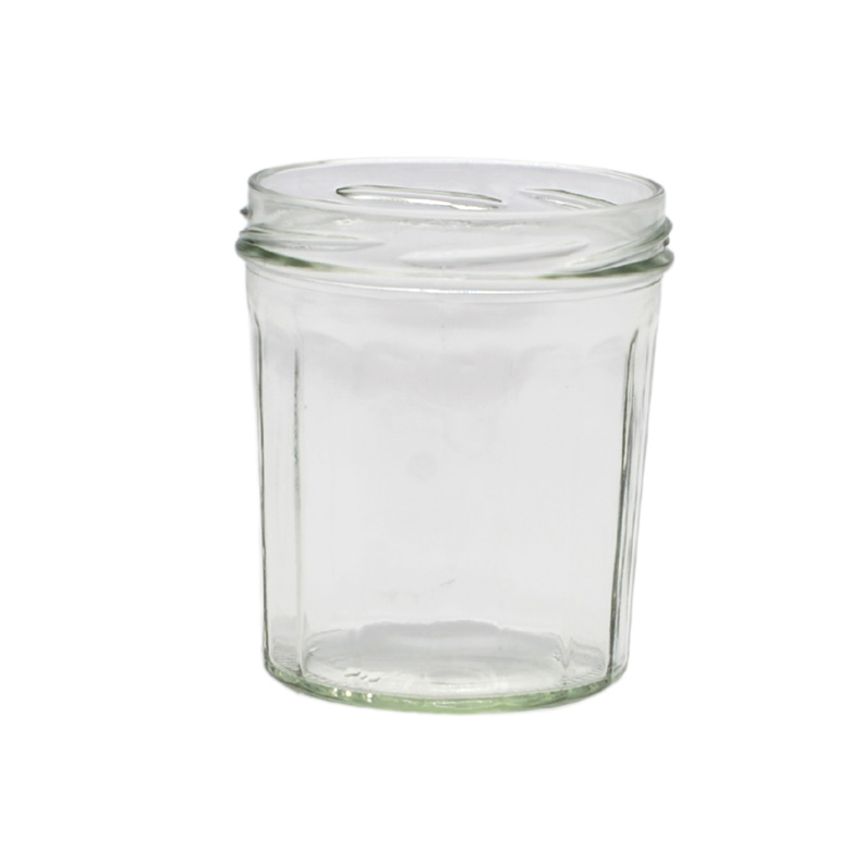Pot en verre à facettes 425g - design vintage pour miel et confitures to82