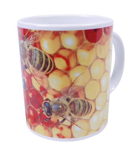 Mug en céramique motif alvéoles et abeilles
