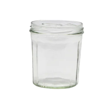 Pot en verre à facettes 425g - design vintage pour miel et confitures to82