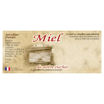 Lot de 100 étiquettes miel de notre rucher modèle antique 3 - 116x50 mm