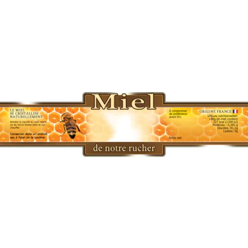100 étiquettes personnalisables pour pot de miel - modèle jaune