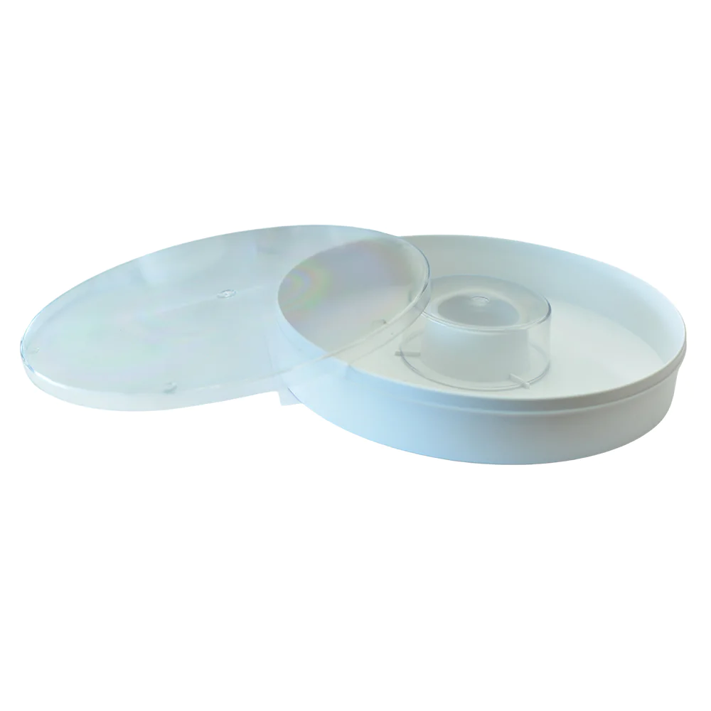 Nourrisseur rond plastique 1,5l sur couvre-cadres anti-noyade