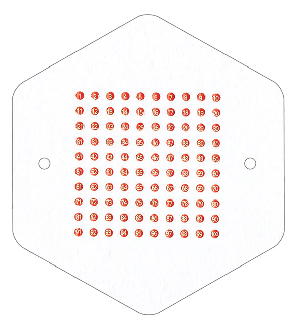 Pastilles numérotées rouges pour marquage des reines (99 unités)