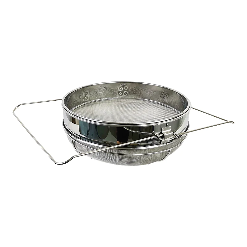 Passoire à miel double en inox avec support et bras extensibles