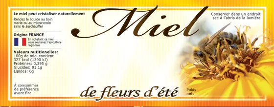 100 étiquettes adhésives miel de fleurs d'été personnalisables 154x60mm