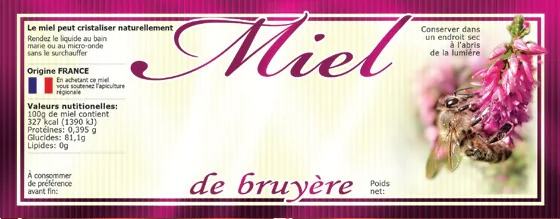 Étiquettes personnalisables miel de bruyère (154x60 mm)