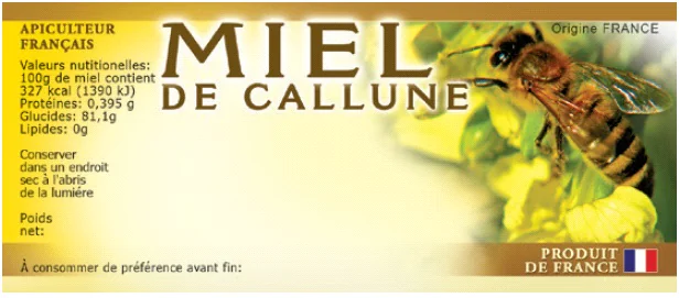 Étiquettes "miel de callune" personnalisables 116x50 mm (x100)