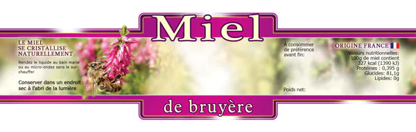 Étiquettes personnalisables miel de bruyère (100 ex.) - 185x55 mm
