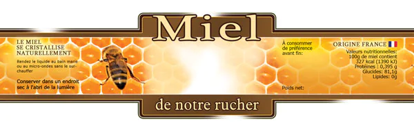 100 étiquettes personnalisables pour pot de miel - modèle jaune