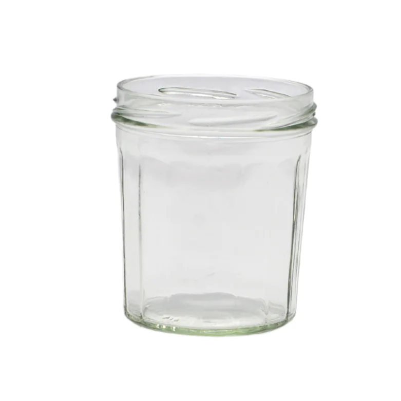 Pot en verre à facettes 425g - design vintage pour miel et confitures to82