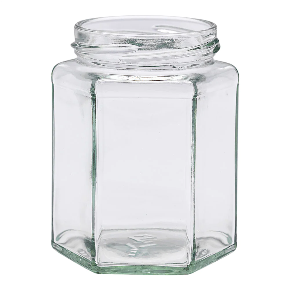 Pot en verre hexagonal 375g (283ml) TO63
