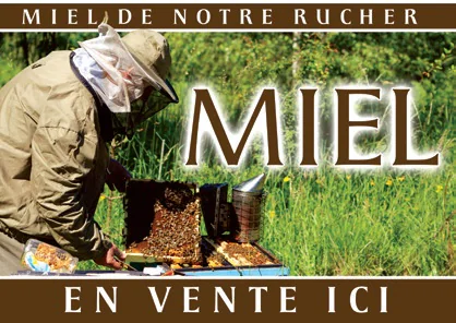 Panneau PVC vente de miel modèle apiculteur 42x29,5 cm