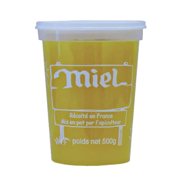10 pots en plastique pour miel 500 g PEP NICOT - modèle miel blanc - avec couvercle