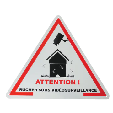 Panneau PVC de rucher "sous vidéo-surveillance" - 25x28,5 cm