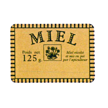 Étiquettes adhésives rustiques miel 125g - 35x25 mm - rouleau 1500