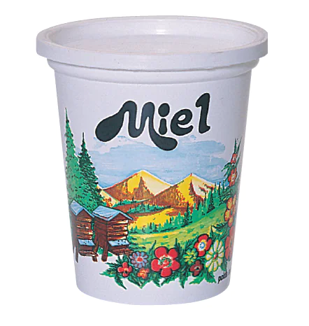 10 pots en plastique pour miel 500 g HELLION - modèle montagnes - sans couvercle