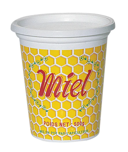 10 pots en plastique pour miel 500 g HELLION - modèle alvéoles - sans couvercle