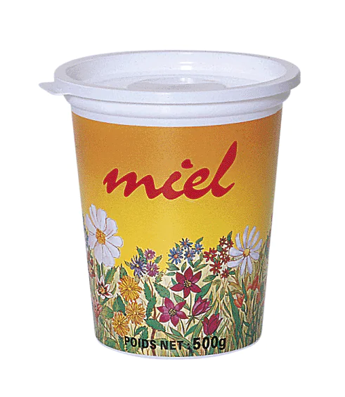 280 pots en plastique pour miel 500 g PSL - modèle champêtre opaque