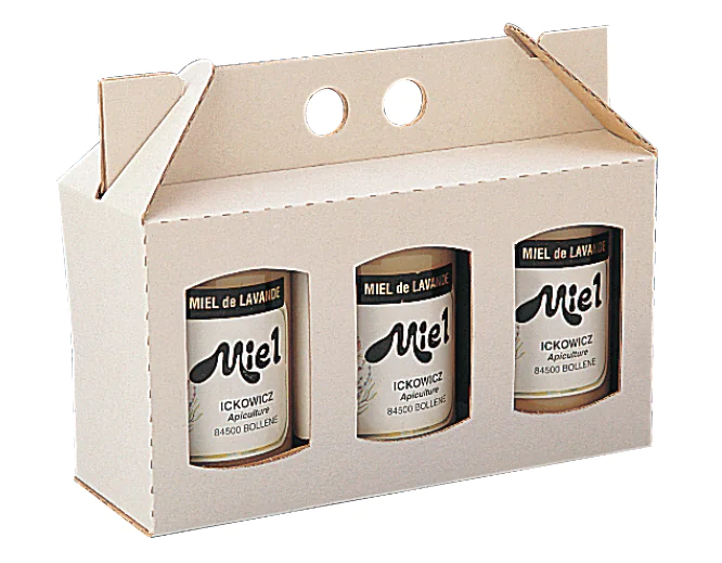 Valisette cadeau en carton - pour 3 pots 500g