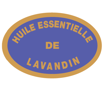 Étiquettes adhésives "huile essentielle de lavandin" 20x30mm - Rouleau de 1000