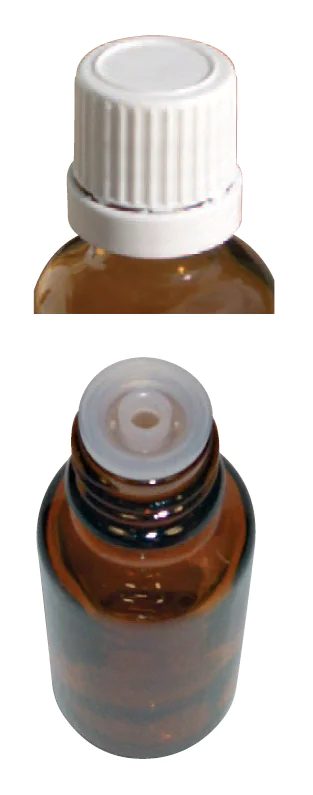 Flacons en verre brun de 50ml bague DIN 18 avec compte-gouttes - Lot de 10