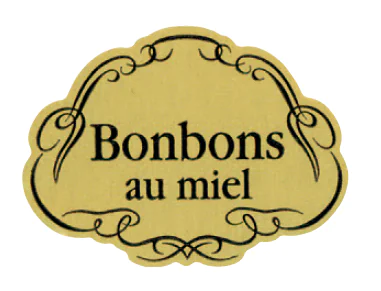 1000 étiquettes "bonbons au miel" dorées 28x38 mm
