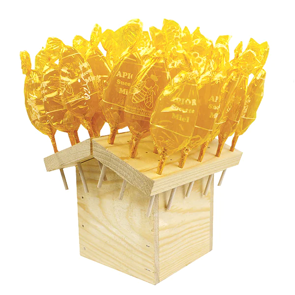 Présentoir en bois ruche pour sucettes au miel