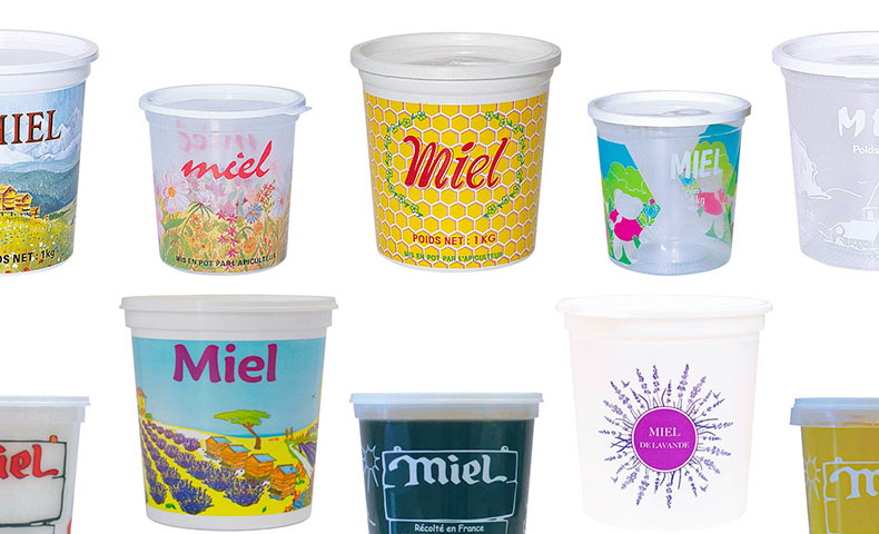 Pots en plastique pour le miel